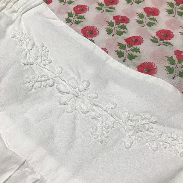 チカンカリ刺繍アラジンパンツ　白 - インドのファッションアイテム・雑貨の通販 チャンドニー