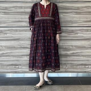 美品　ヨーコチャン　ワンピース アジュラックヨークワンピース インディゴ Lサイズ - インドの