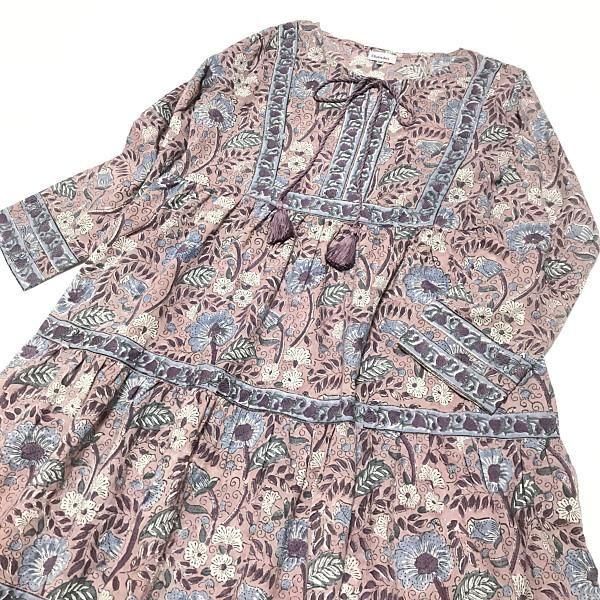 北欧、暮らしの道具店」リバティプリントのティアードワンピース/M