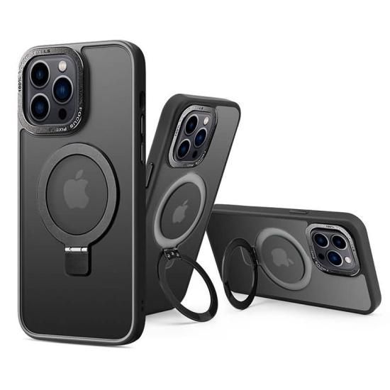 phone14pro ケース MagSafe 対応 スタンド付き 角度調整可能 MagSafe対応 スタンド機能あり 2in1 PC+TPUケース サラサラ