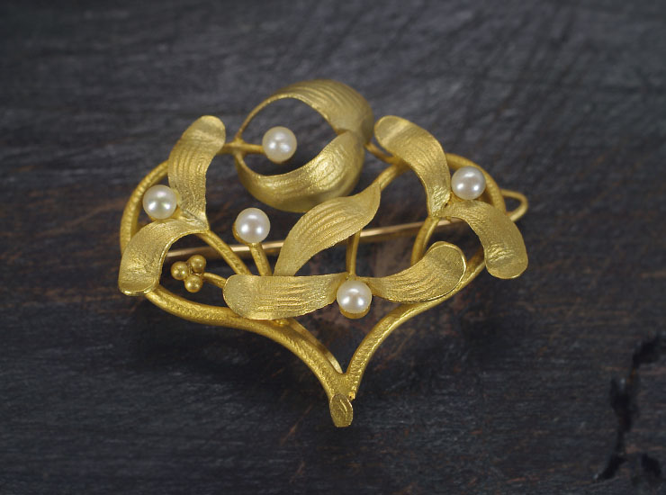 ORIA ヤドリギのブローチ フランスアンティーク : BAU ANTIQUES