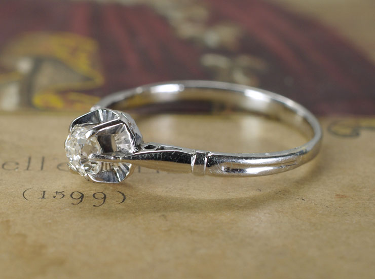 アンティーク18金オールドマインカットダイヤリング