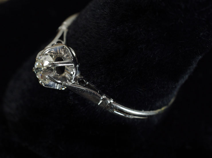 アンティーク18金オールドマインカットダイヤリング