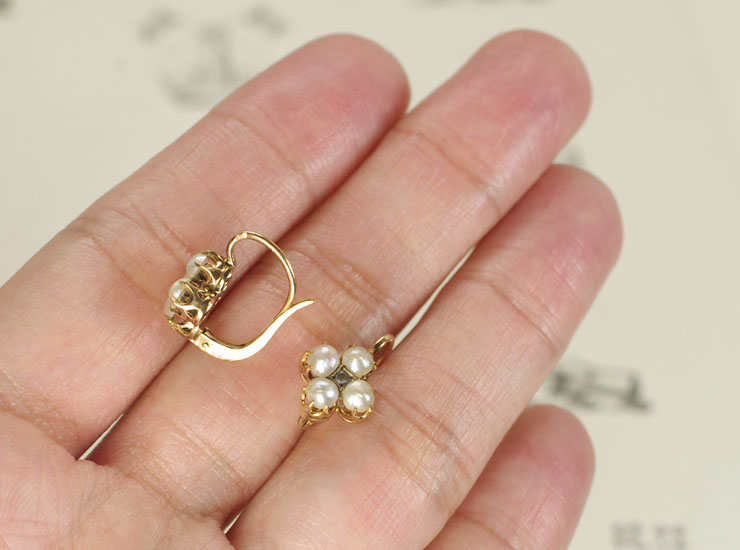 アンティークパールダイヤピアス
