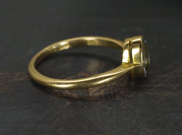 アンティーク18金アクアマリン指輪
