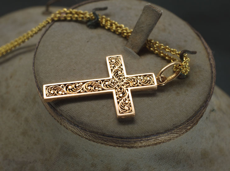 フランス アンティーク クロス ペンダントトップ 18k アンティーククロスペンダント シルバー マザーオブパール