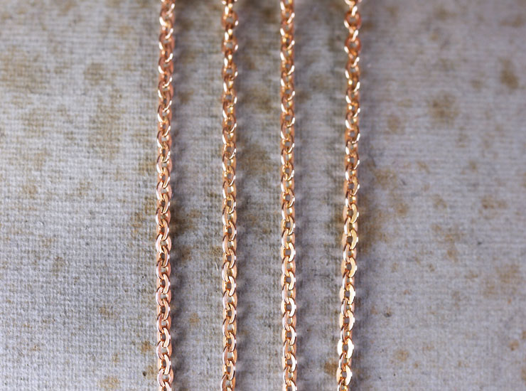 英国アンティーク K9 ローズゴールドバレルクラスプチェーン 9金