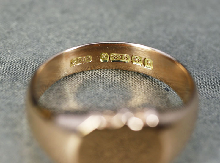 UK K9 ゴールド シグネットリング 16号 石付 1992年 シェフィールド UK K9 ゴールド シグネットリング 16号 石付 1992年