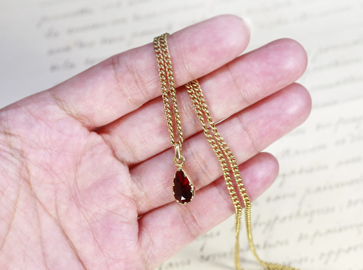 アンティークK18ペルピニャンガーネットペンダント