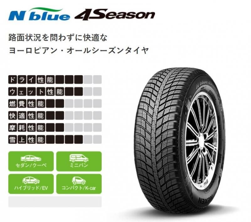 オールシーズンタイヤ】NEXEN N-BLUE 4SEASON 155/65R14 75T すべてコミコミ4本セット サマータイヤ ホイール4本セット ホットスタッフ ヴァーレン W05 NEXEN ネクセン ロードストーン ユーロビズ Sport 04 175 55R15