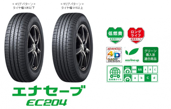 DUNLOP 195/55R16 ENASAVE EC204 2本 A3108