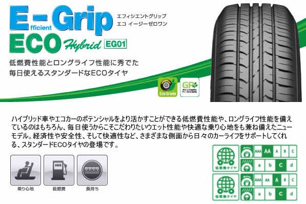 グッドイヤー EfficientGrip ECO EG01 145/80R13 75S すべてコミコミ4本SET価格！！ -  タイヤフェスタはタイヤ交換にかかわるすべてを、コミコミで格安に販売する新しい方式のタイヤショップです。