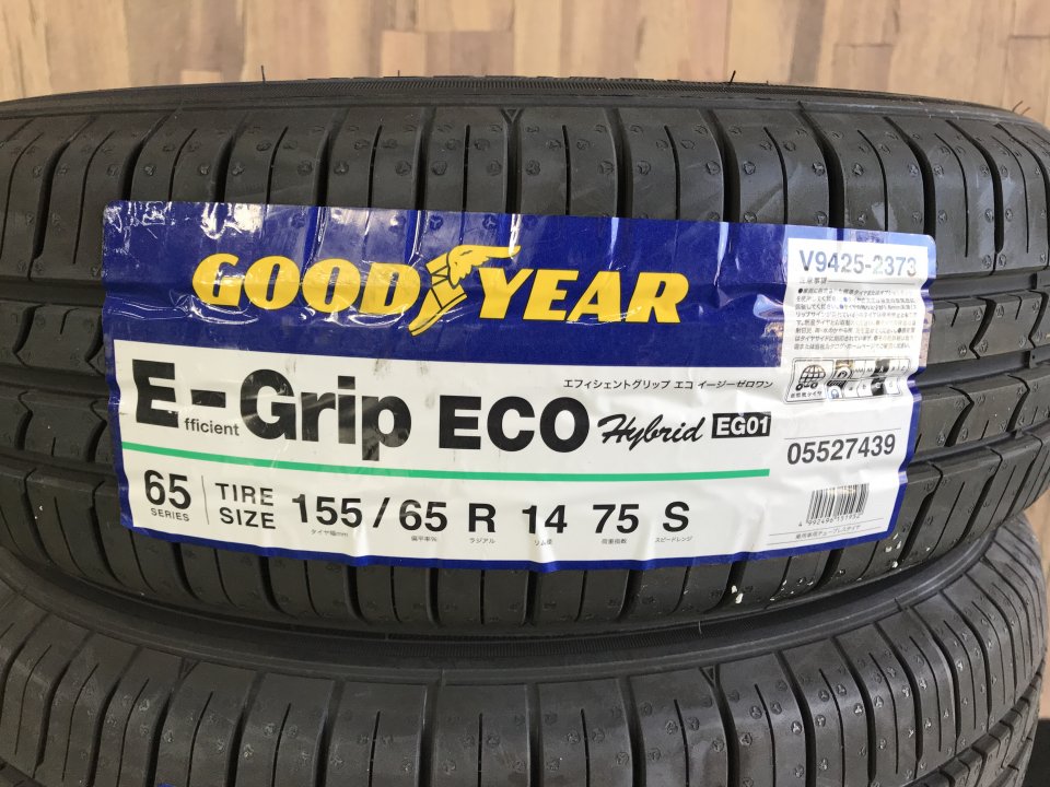 グッドイヤー　タイヤ　E-Grip　Eco　EG-01　155 65R14　75S  ４本セット サマー タイヤ - 12