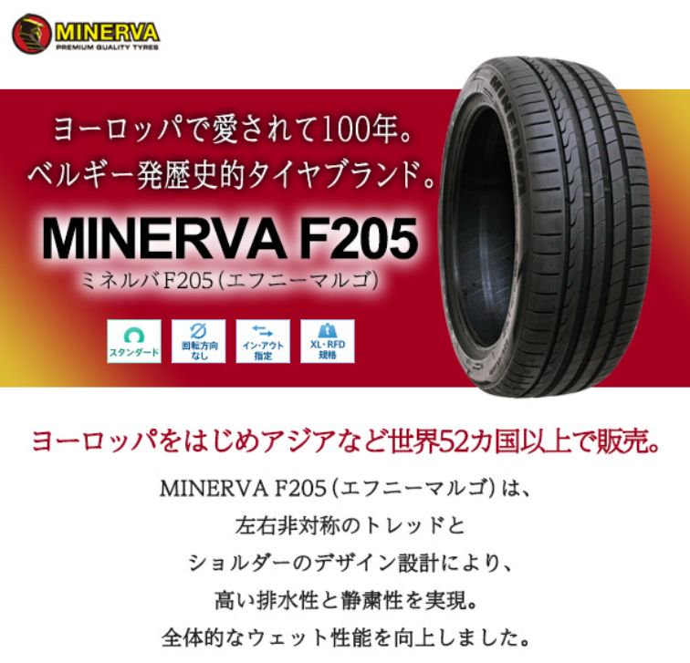 MINERVA F205 93W XL すべてコミコミ４本セット価格