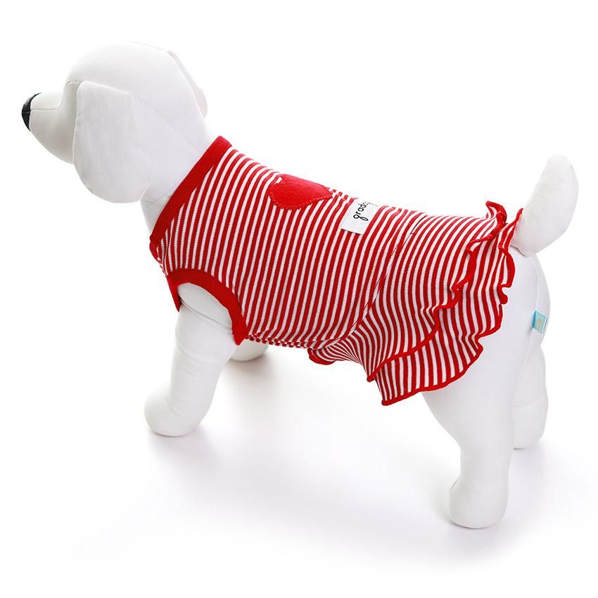 プチハート〈レッド×ホワイトワンピ〉 - 犬の服・ドッグウェアと プチハート〈レッド×ホワイトワンピ〉 - 犬の服・ドッグウェアと