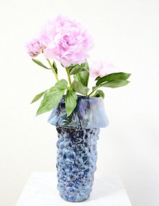 ケラミック花器・パールブルーL（h38cm φ11.5〜25cm）