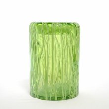 ガラス花器・アップルグリーン(h17cm 口径：φ12cm )
