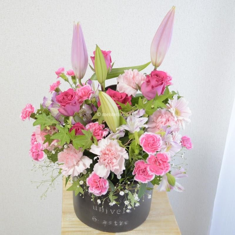 母の日　フラワーアレンジメント2020 母の日のお花 【ボックスフラワーアレンジメント mother pink