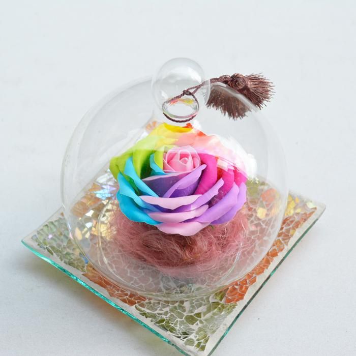 オルゴールレインボーローズ プリザーブドフラワー Aqua Timez 虹 生花