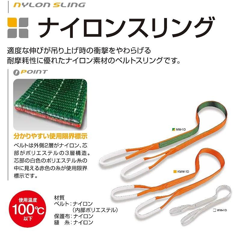 ベルトスリング ナイロン MW-1D 両端アイ型(E) - 石材工具 ベルトスリング ナイロン MW-1D 両端アイ型(E) - 石材工具