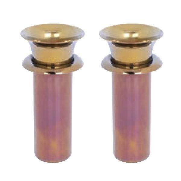 カラーステンレス (金) ツバ付 中入花立 ステンレス製 - 石材工具