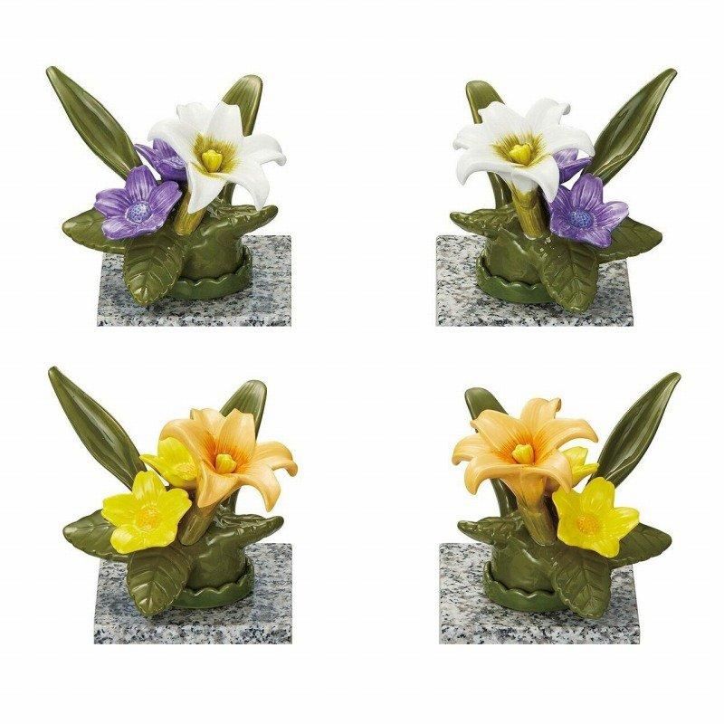 カレンヌ 花RENNU墓花 (S) ユリ ホワイト 陶器製 1対 - 石材工具 カレンヌ 花RENNU墓花 (S) ユリ ホワイト 陶器製 1対 - 石材工具