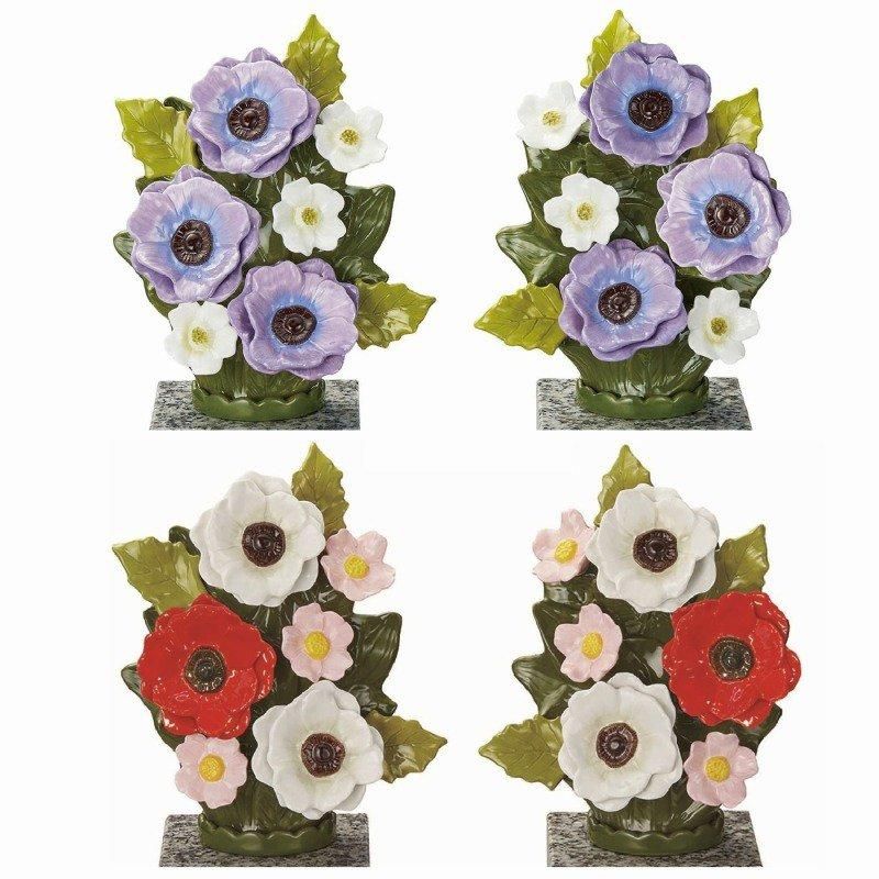 カレンヌ 花RENNU墓花 (L) アネモネ パープル 陶器製 1対 - 石材 カレンヌ 花RENNU墓花 (L) アネモネ パープル 陶器製 1対 - 石材