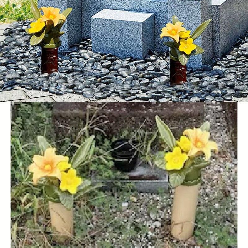 カレンヌ　墓花（Ｌ）ユリ　イエロー　1対（2個） 花RENNU P24-0881-YE カレンヌ 墓花 S ユリ イエロー 1対(2個