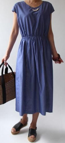 ミディ丈vネックワンピース 586 布と型紙のお店クルール ミディ丈vネックワンピース 586 布と型紙のお店クルール