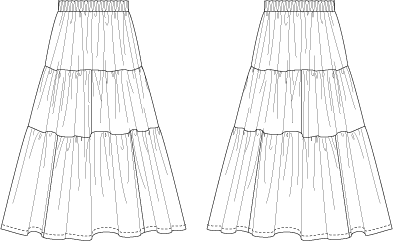 3段ティアードスカート【776】 - 布と型紙のお店クルール