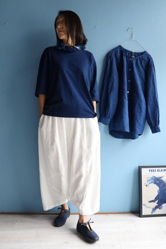 パッチサルエルパンツ リネン白 - TAKASHIRO SENKO online shop パッチサルエルパンツ リネン白 - TAKASHIRO SENKO online shop
