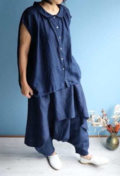 高原染工 サルエルパンツ Blue in green ジョガーパンツ