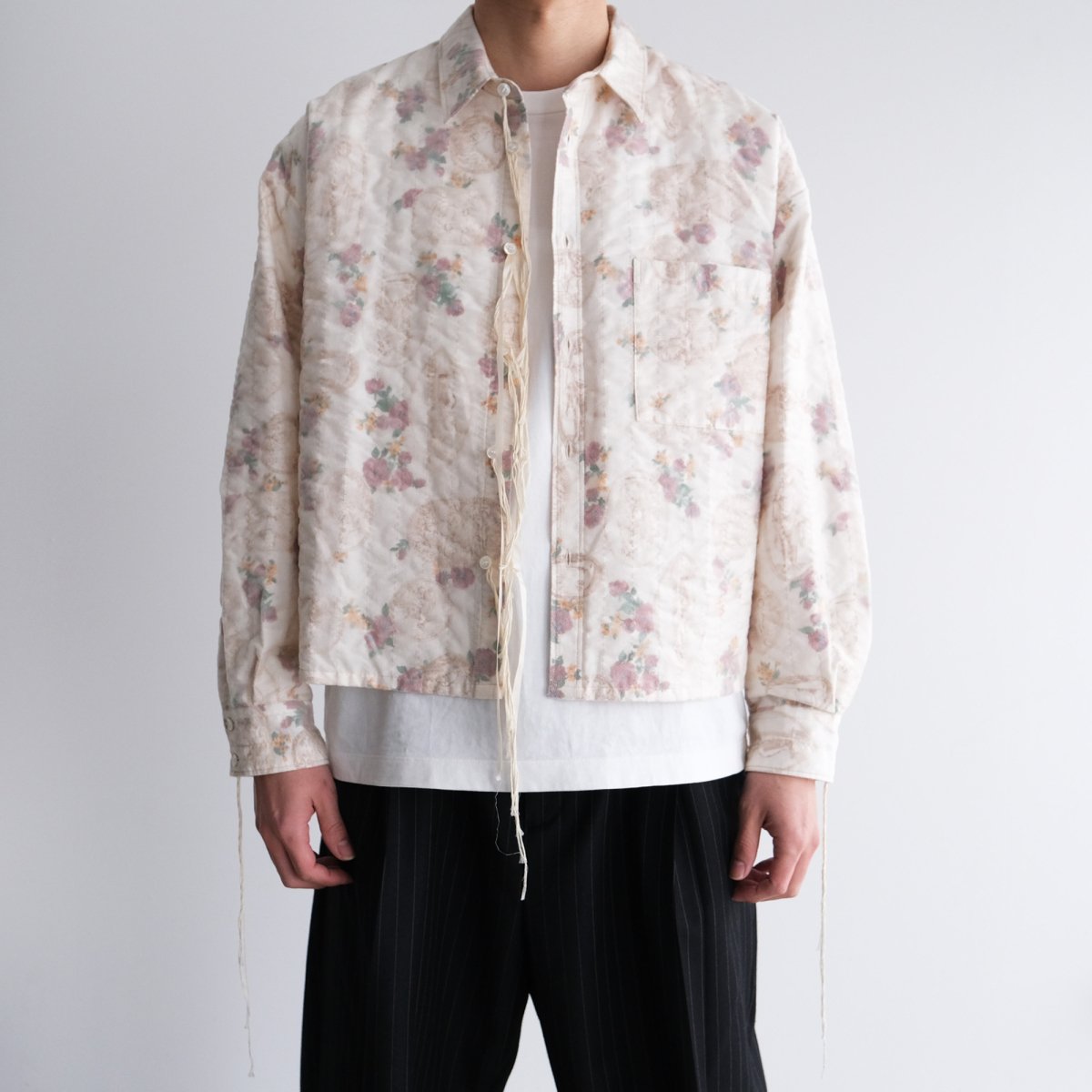 MidorikawaSEE-THROUGH VELVET QUILTED SHIRTٻĤ꣱