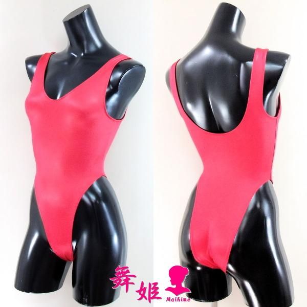 RE ARRIVAL/再入荷 342XLa-T21)タンク型超ハイレグリオバック(艶光沢レッド レオタード