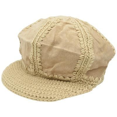 手編みスエードキャスケット ベージュ キッズ ジュニア 帽子