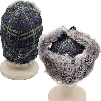 カンゴール KANGOL ウール ウシャンカ Wool Ushanka トラッパー ネイビー 紺 チェック柄 メンズ 父の日 レディース 母の日  男女兼用 帽子 秋冬 234069625 - ギンザ★カクテルハット