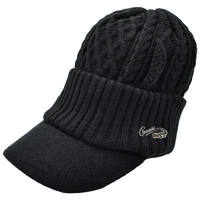 クロコダイル CROCODILE ニットキャップ ブラック 黒 つば付き クロコダイル CROCODILE ニットキャップ ブラック 黒 つば付き