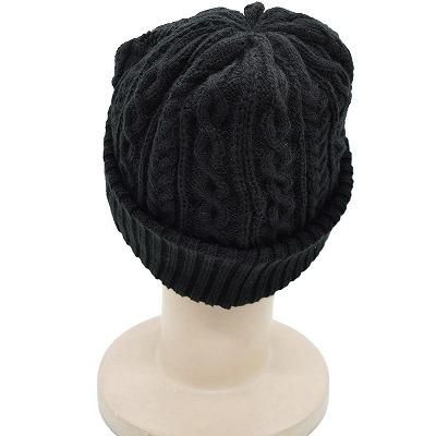 クロコダイル CROCODILE ニットキャップ ブラック 黒 つば付きニット帽