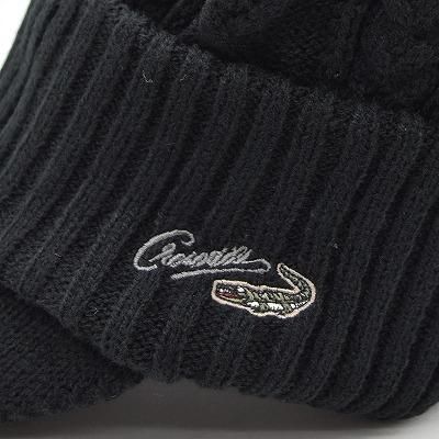 クロコダイル CROCODILE ニットキャップ ブラック 黒 つば付き クロコダイル CROCODILE ニットキャップ ブラック 黒 つば付き