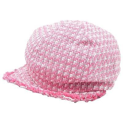レディース ツイードキャスケット おしゃれ ピンク 婦人 帽子 秋冬