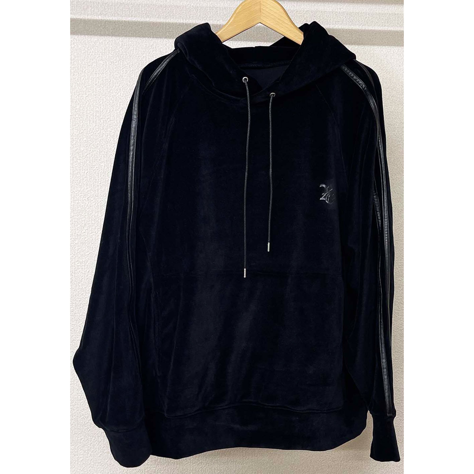 VELOUR LINE loose hoodie BLACK