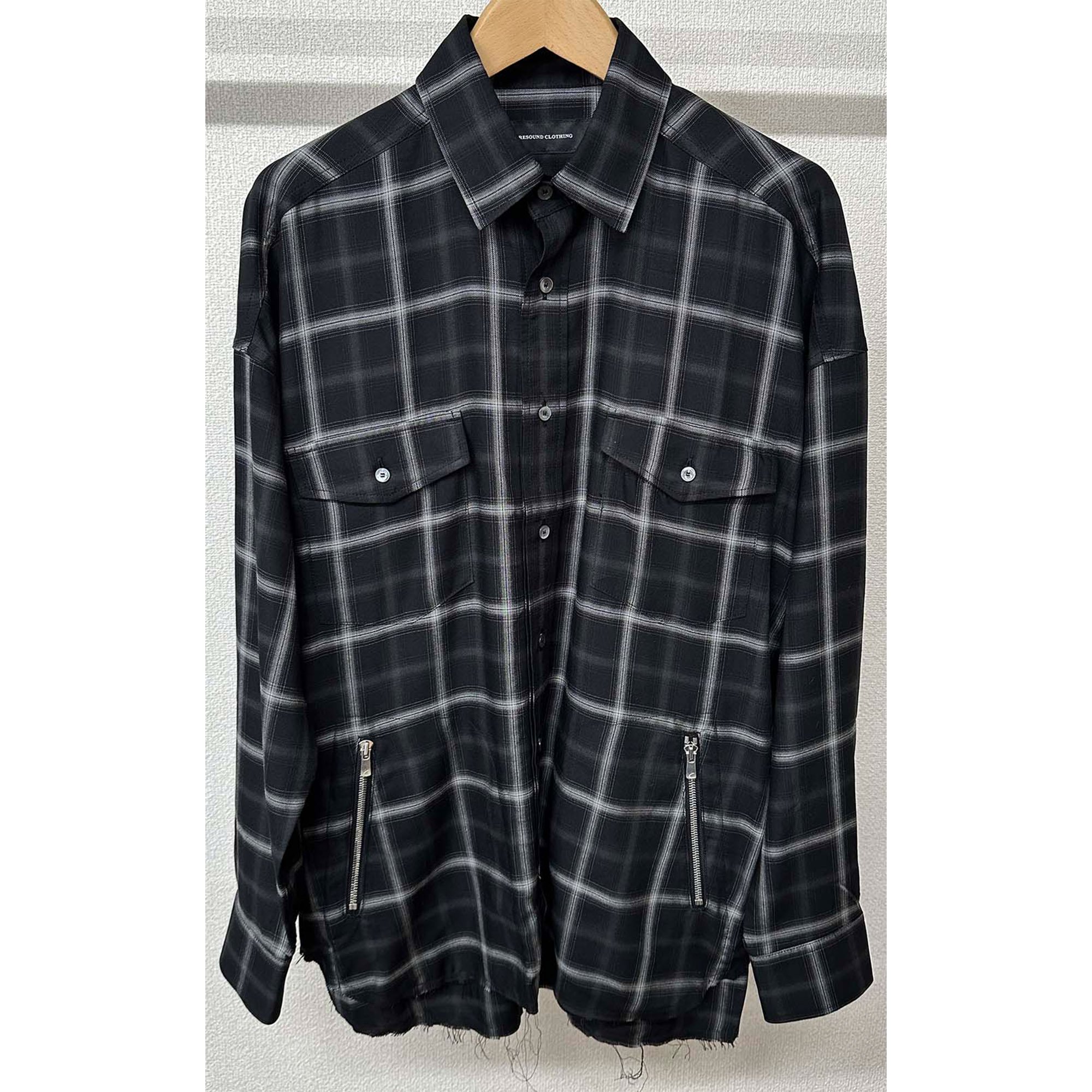 OVER gown CHECK shirts BLACK