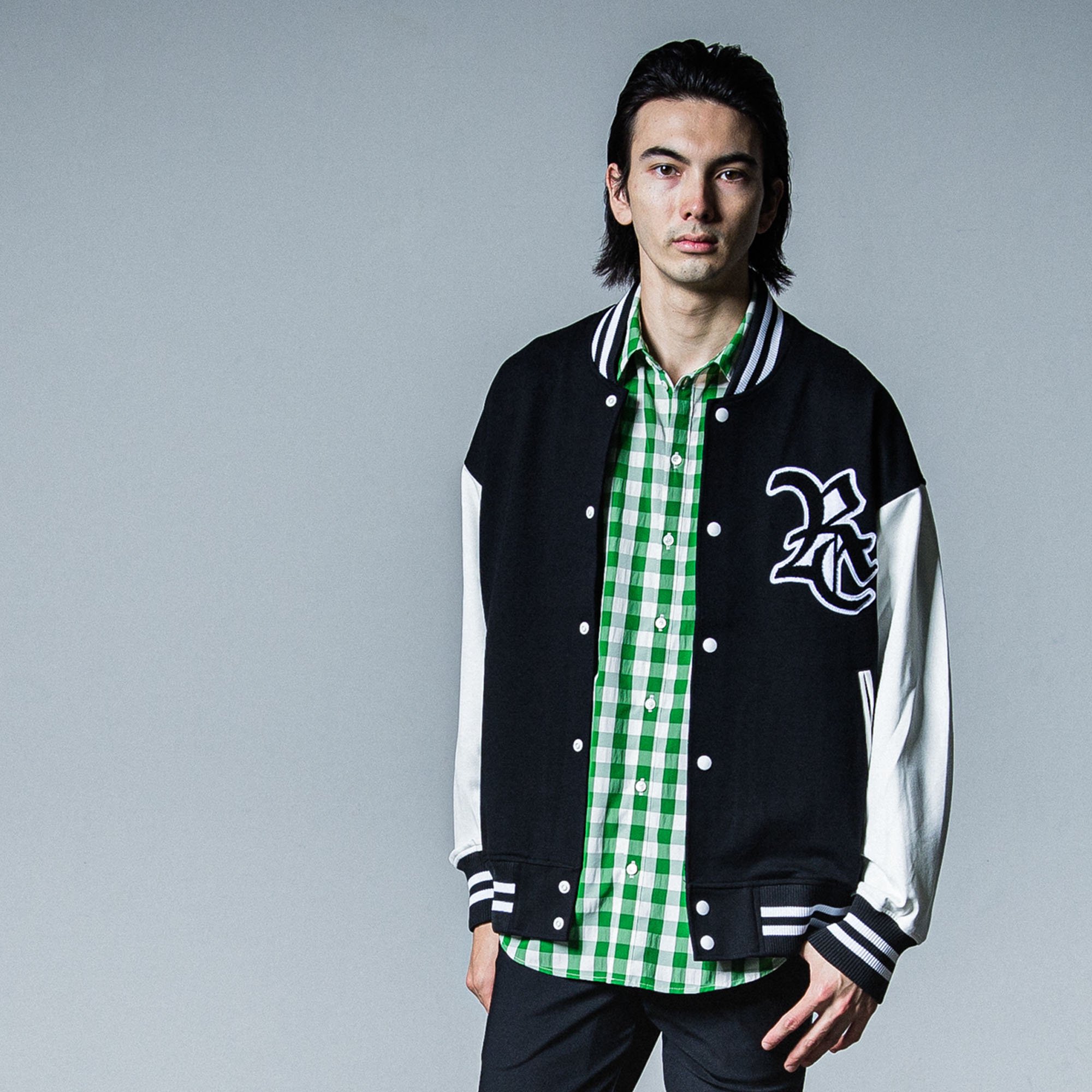 RC Jersey OVER VARSITY JACKET BLACK