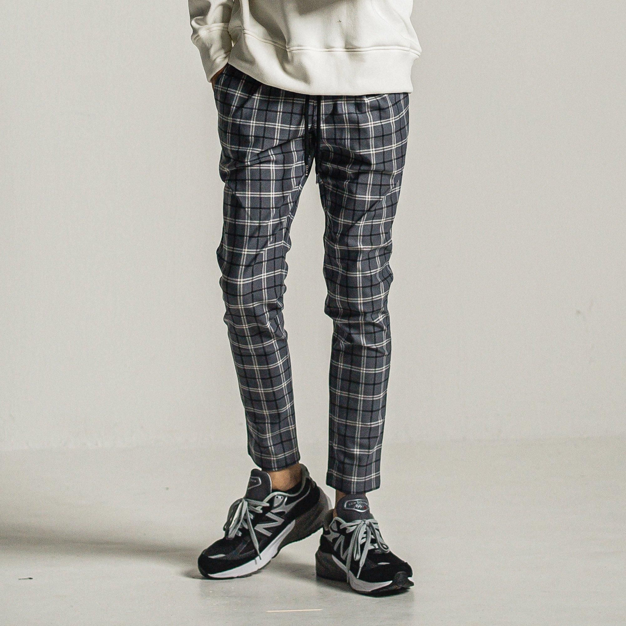 CHRIS EASY HEAT TUCK PANTS CHECKGREY