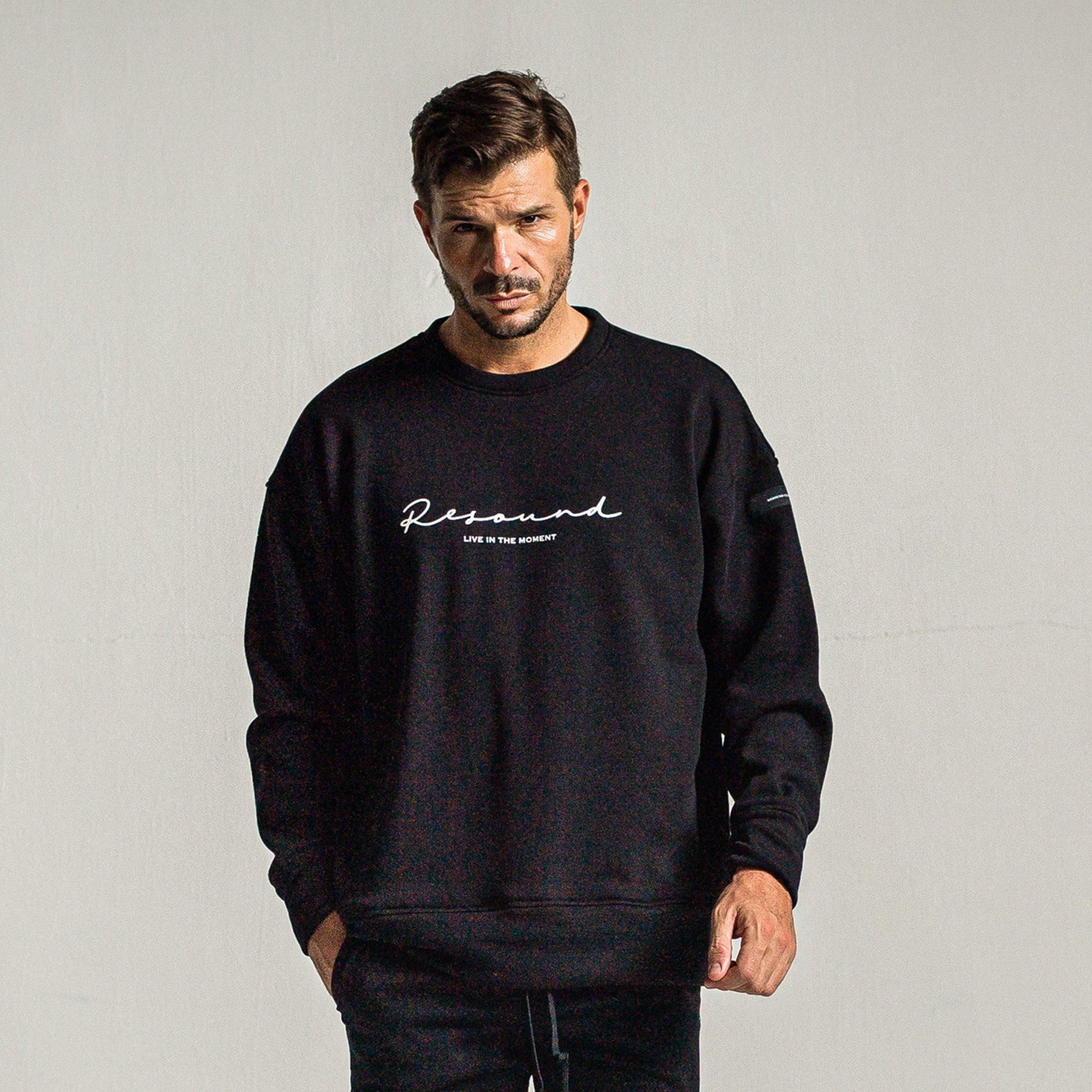 handwriting rogo  velours fleece drop trainer BLACK