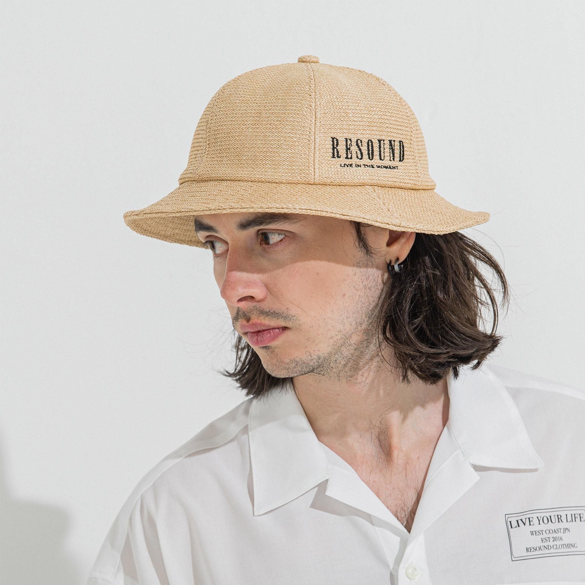 STRAW MESH BELL HAT BEIGE