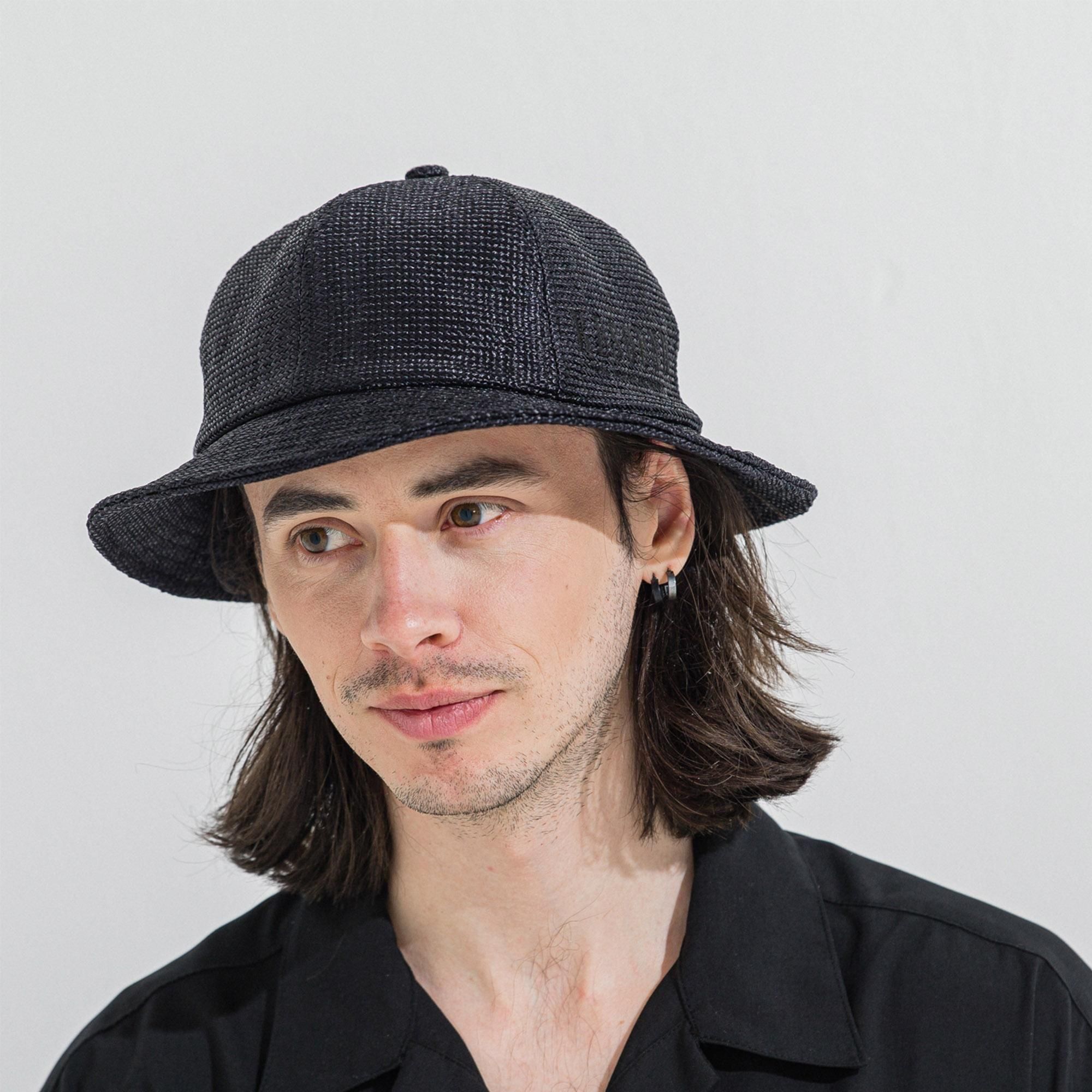 STRAW MESH BELL HAT BLACK