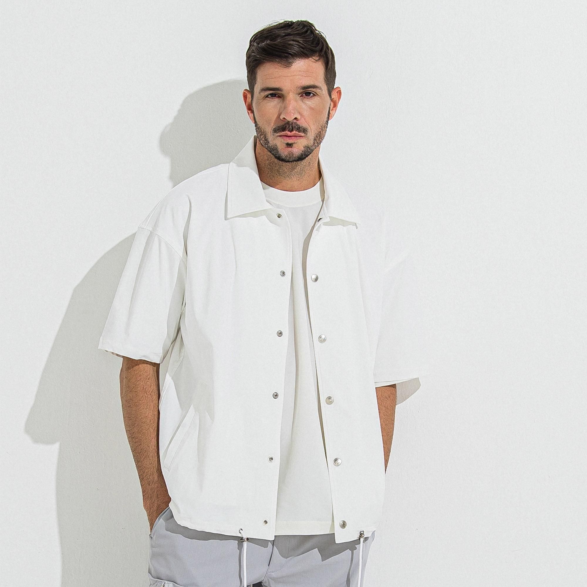NYLON HALF COACH JACKET WHITE