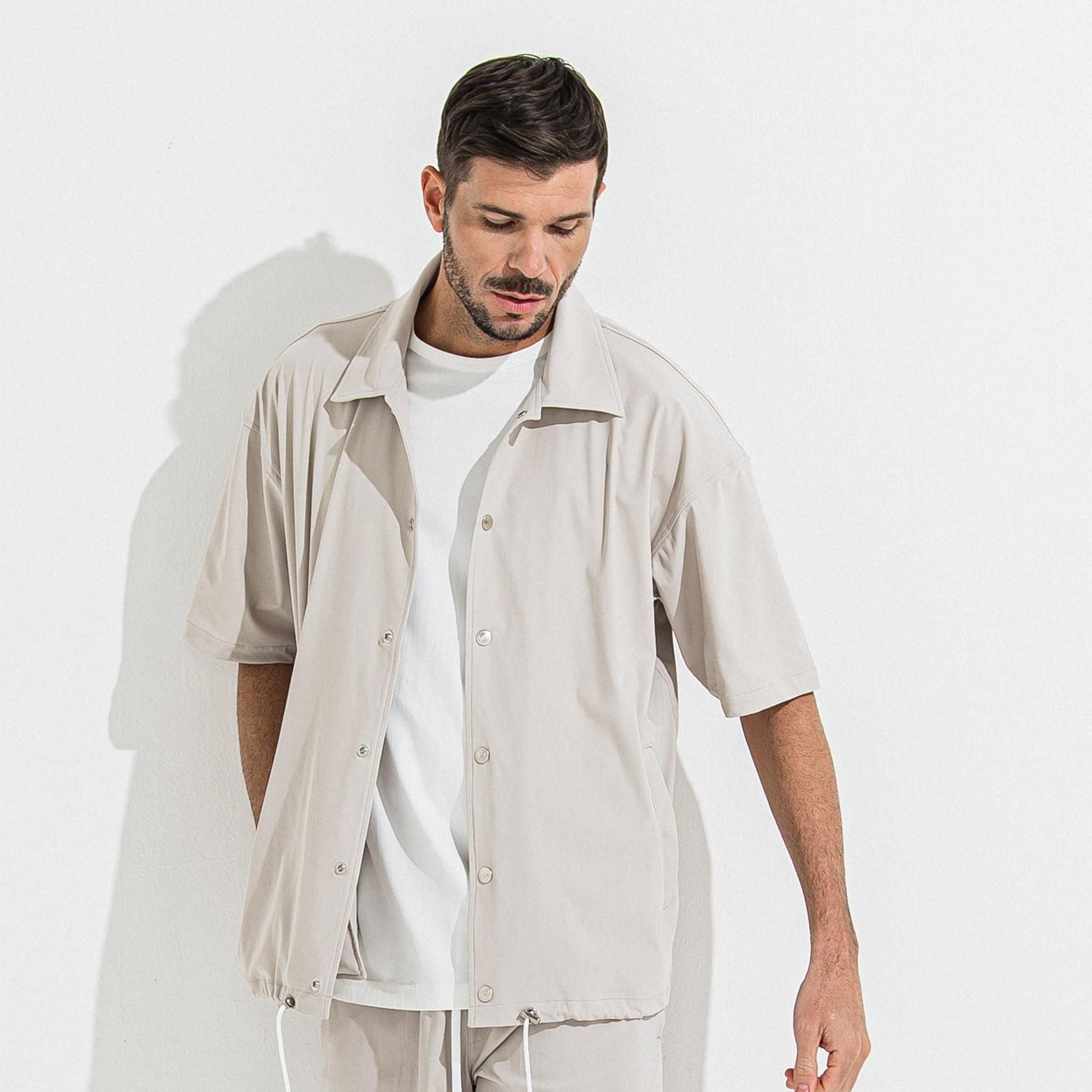 NYLON HALF COACH JACKET GREYGE