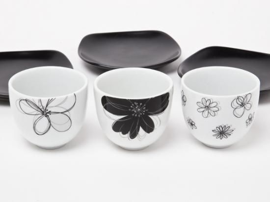 TMGE×TFOAです。【数量限定希少品】ブラック×ホワイト【Lサイズ】 送料無料】レノマ ティーセット（ポット1個＋カップ＆ソーサー5組